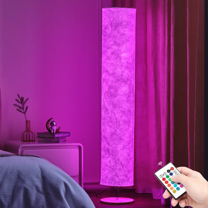 

Modern Minimalism Fabric Straight Tube Floor Lamps Nordic Creative RGB Remote Control Dimmable Nordic Living Room Decor Lighting
