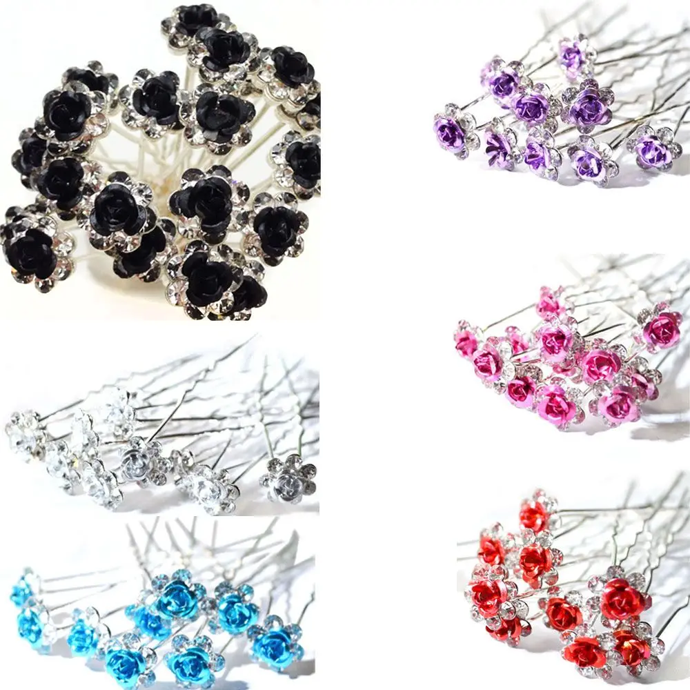 

20PCS Jewelry Engagement Wedding Crystal Rhinestone Flower Hairpins Hair Clips