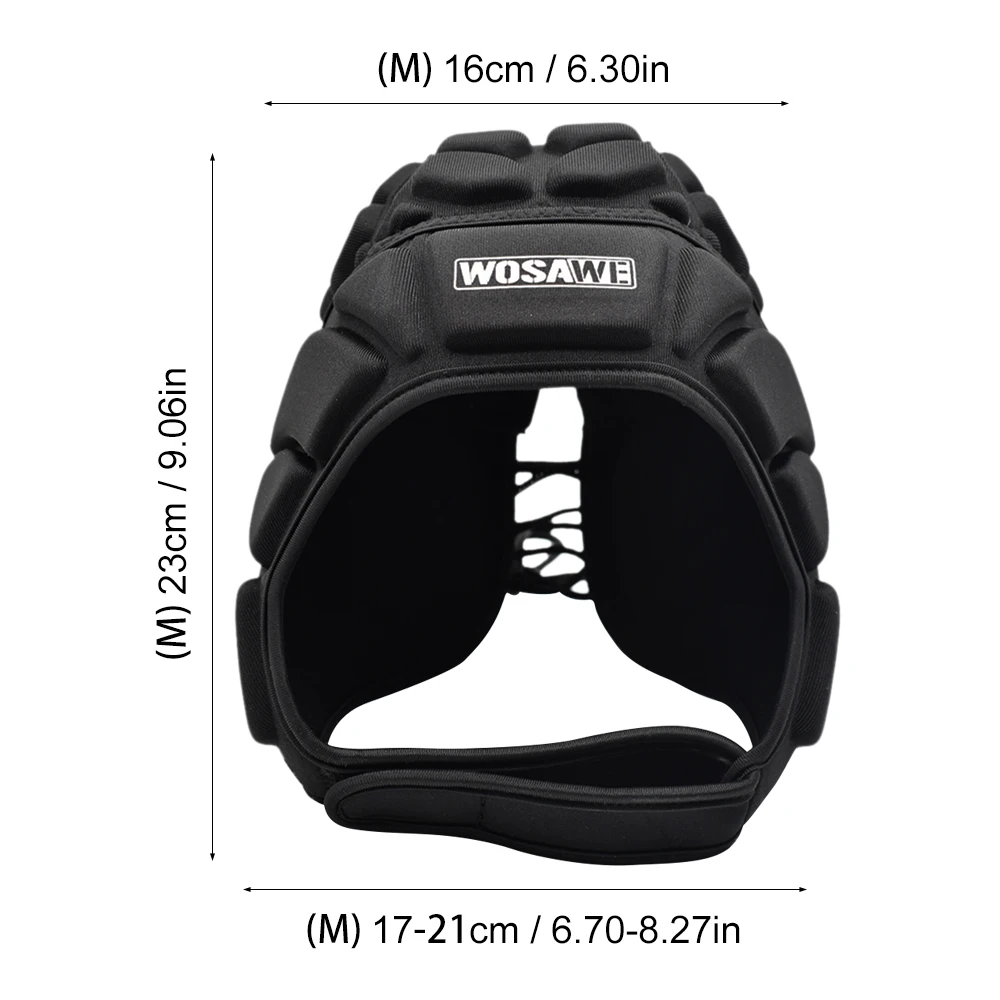 WOSAWE Football Soccer Goalkeeper Rugby Cap Head Guard Goalie Hat Soft Helmet Adjustable Head Protector Cycling Sking Skateboard