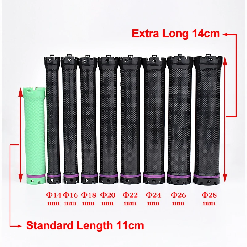 24V Extra Long Single Hole Electric Heated Hair Rollers Digital Perm Rods Sticks Sponge Clips Rubberbands 14cm 10pcs/set hair styling tool,hair curling tools