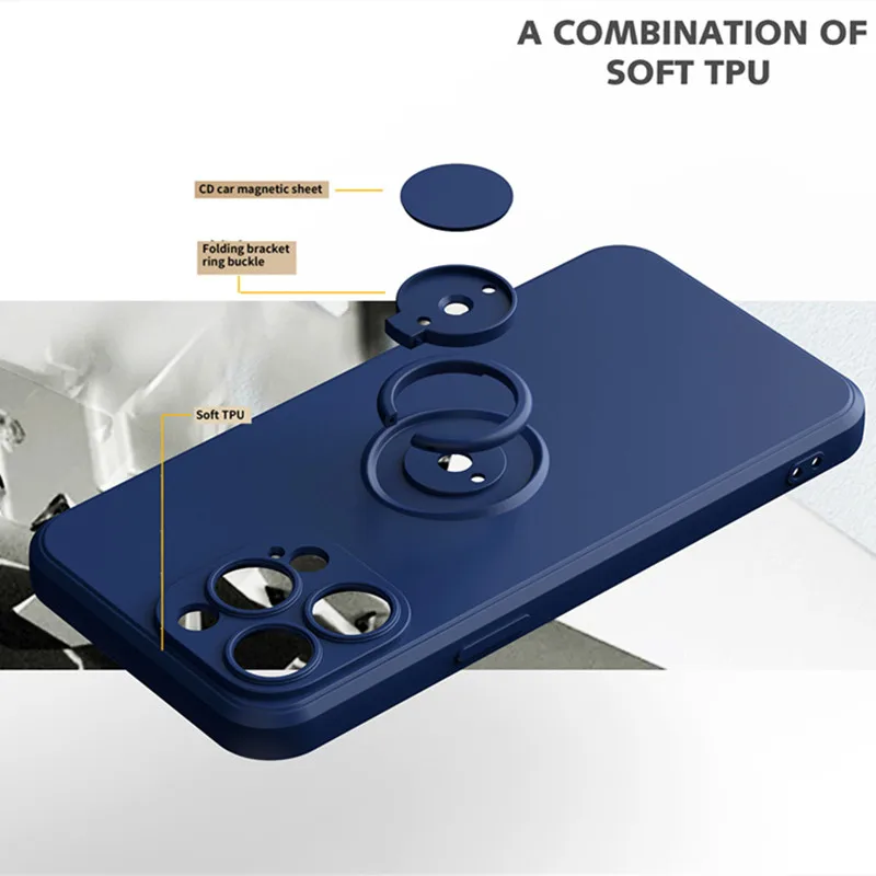 Coque téléphone magnétique en silicone avec anneau de support_voghion.com
