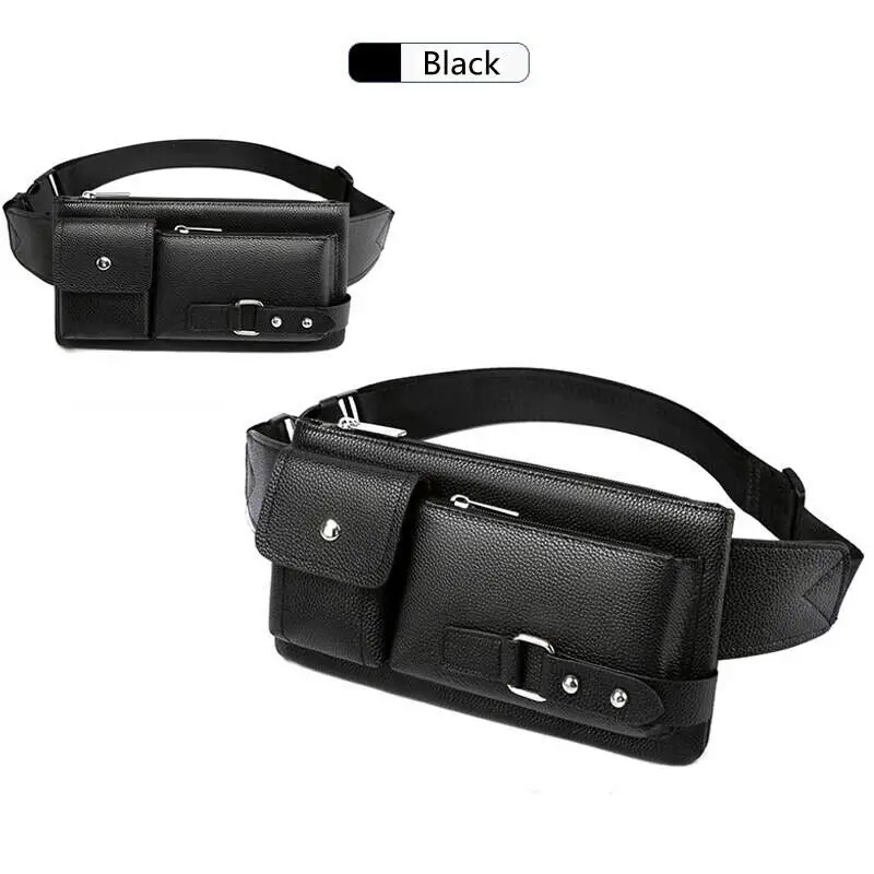 Männer Taille Tasche Vintage PU Männlichen Fanny Pack Männlichen Schulter Brust Taschen für Telefon Hüfte Sack Gürtel Tasche Tasche wasserdichte Umhängetasche