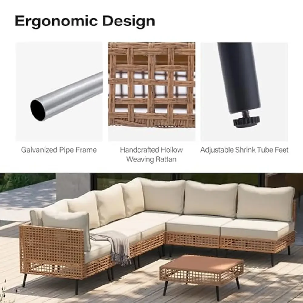 7-Piece Patio Sectional Furniture Set with Water-Resistant Olefin Fabric and Adjustable Feet 3
