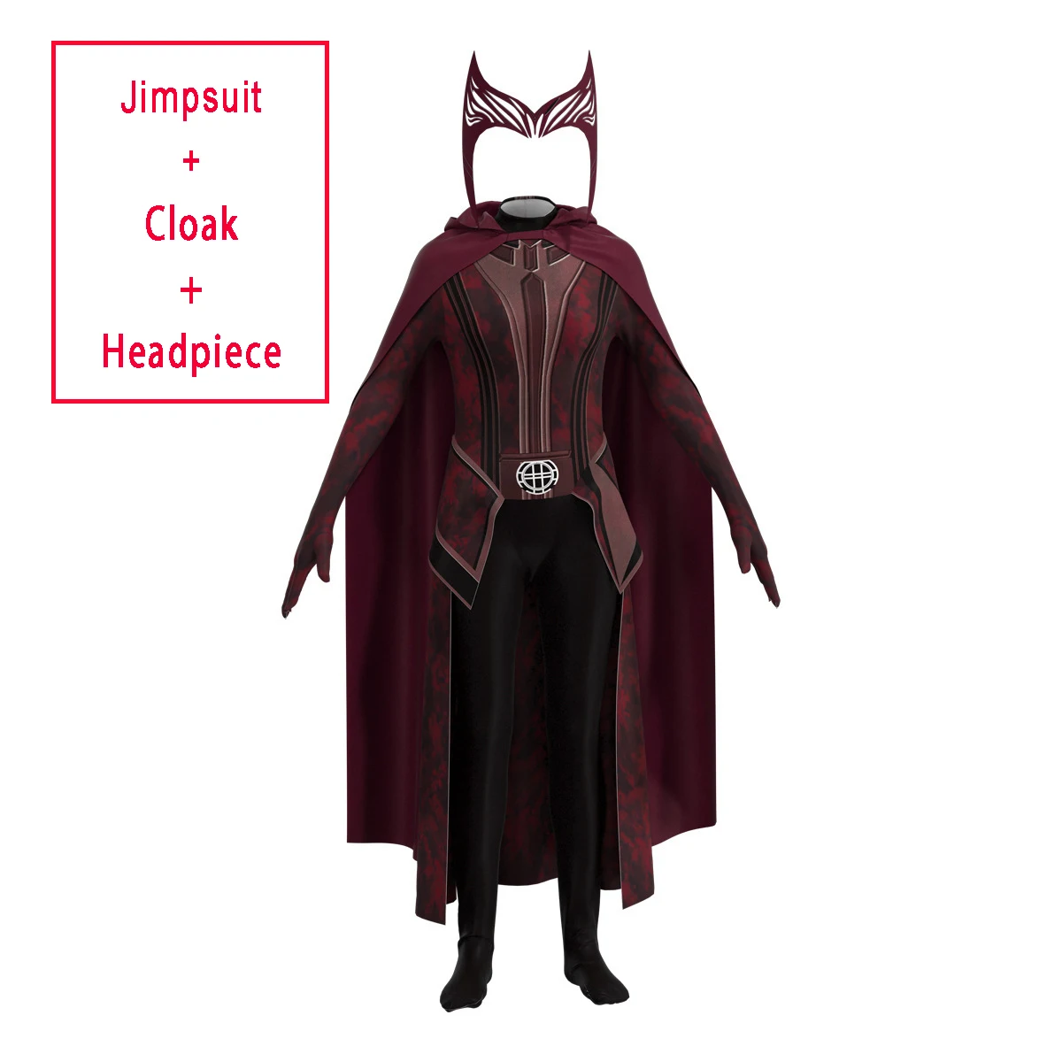 thumbnail image 1 of Disfraz de Wanda Maximoff para mujer, disfraz de Bruja Escarlata, Multiverso de la locura, mono, corona, tocado, capa, conjunto completo, traje de Endgame, 1 of 5