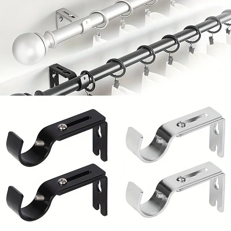 Extendable Adjustable Curtain Rod Support Screws Durable Curtain Rod Bracket Holder Window Hardware 2Pcs curtain rod