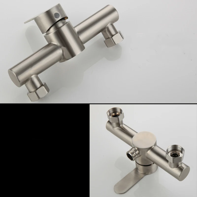 Shower Set Bathroom Faucet Stainless Steel Triple Bathtub Water Mixer Valve Nozzle Tap Hot Cold