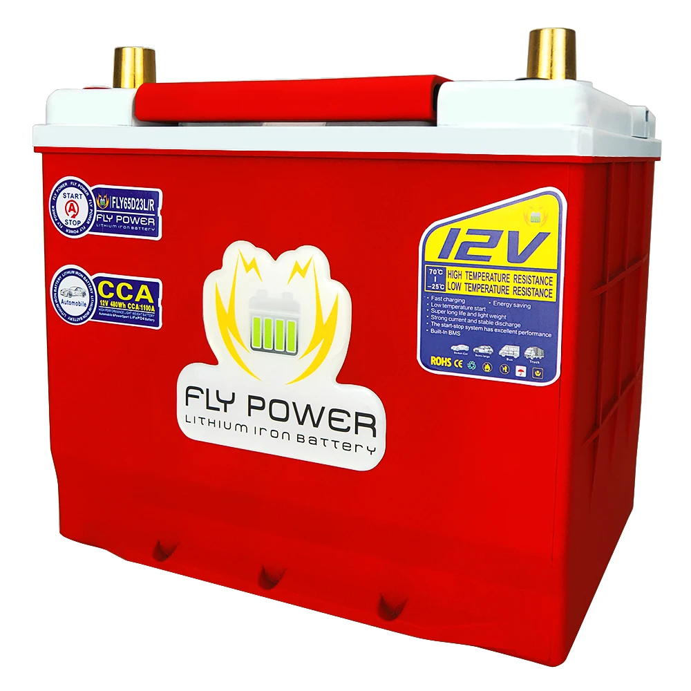 FLY65D23L/R High Power 12V 480Wh CCA1100A Automobile Lithium Iron Battery With BMS Voltage Protection LiFePO4 Battery