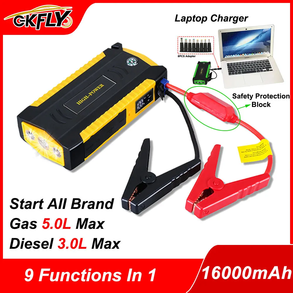 GKFLY-arrancador de batería de coche portátil, dispositivo de arranque de  1500A, Banco de energía, potenciador