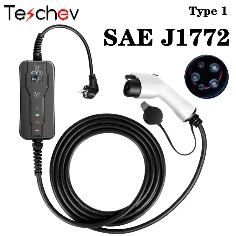 feyree Portable EV Charger Type2 IEC62196-2 16A EVSE Charging Cable Type1  SAE J1772 EU Plug Controller Wallbox for Electric Car - AliExpress