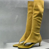 2026 New Pinch Toe Knee Length Cool Boots Women Fashion Summer Slim Heel Shoes Ladies Luxury Mid Heel Elastic Boots Large Size - Image 6