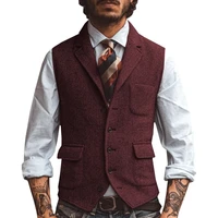Hommes Gilet marron chevrons affaires Gilet veste décontracté mince pour mariage marié Banquet Gilet Gilet 3