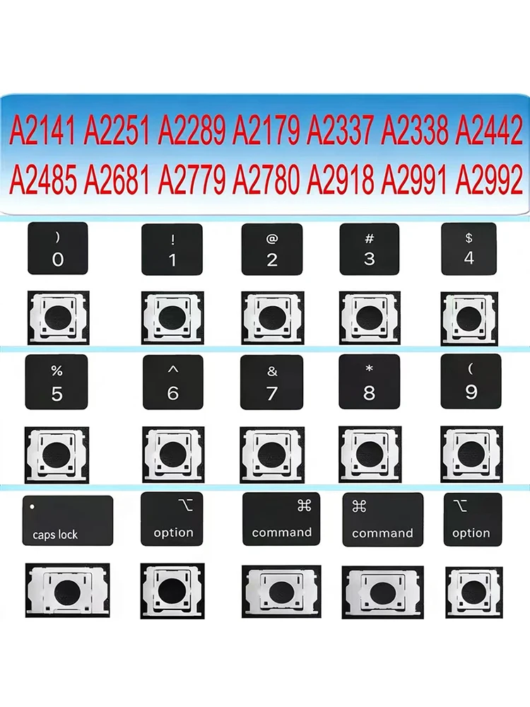 New Individual Number 0 to 9 Key+Hinge For Macbook A2141 A2251 A2289 A2179 A2337 A2338 2442 A2485 A2681 A2779 A2780 A2918 Repair