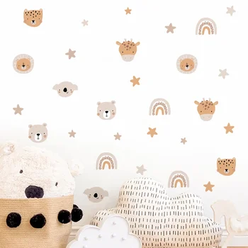 Boho Cartoon Cute Rainbow Bear Animals Star Nursery Wall Decals Art Gifts Kids Room Girls Bedroom Wall Sticker Home Decor Alien 4
