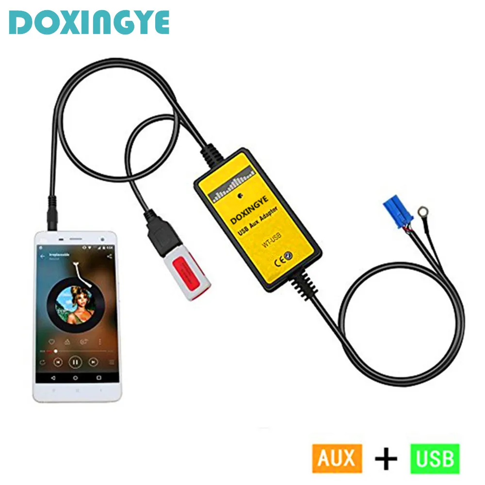 

DOXINGYE Car USB MP3 Player Radio Digital CD Changer Adapter with 3.5mm AUX-IN Input for Volkswagen Skoda Seat 8Pin Interface
