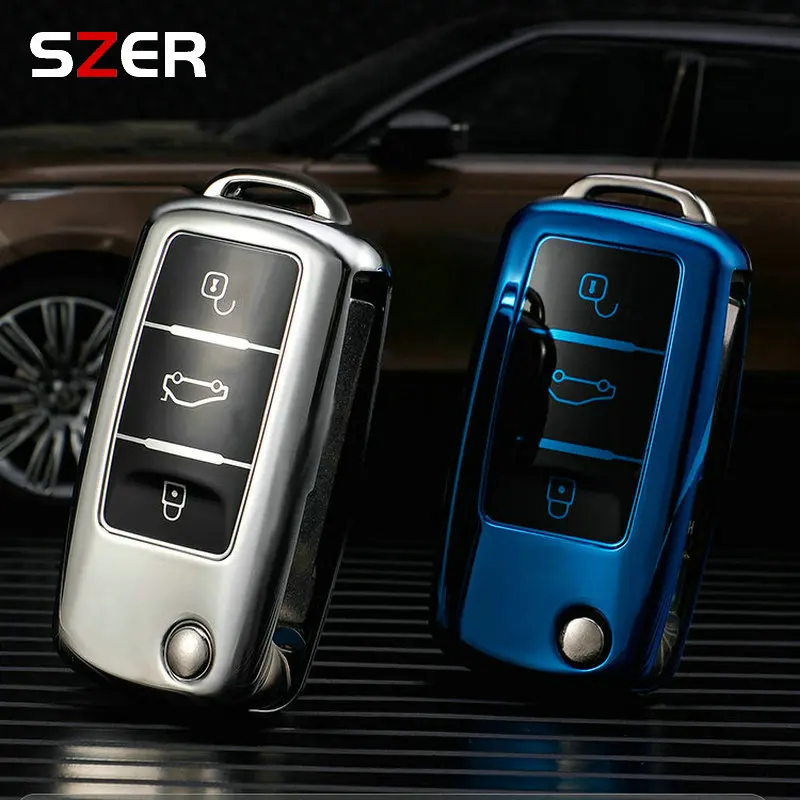 Key Case Cover 3 Button TPU Car Key Case Cover Volkswagen VW Polo Golf Passat Tiguan Beetle Caddy T5 Up Eos Skoda Octavia Seat Leon Altea