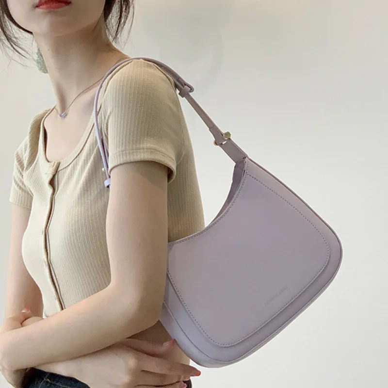 Women's Shoulder Bag Underarm Handbag Fashionable Casual Versatile Simple High-end Solid Color Exquisite and Generous