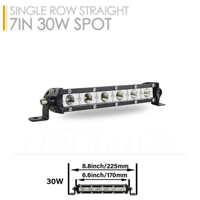 

FILighting Single Row Super Bright 7Inch 30W LED Light Bar Offroad Combo Fog Lights For Lada Truck 4x4 SUV ATV Niva 12V 24V Auto