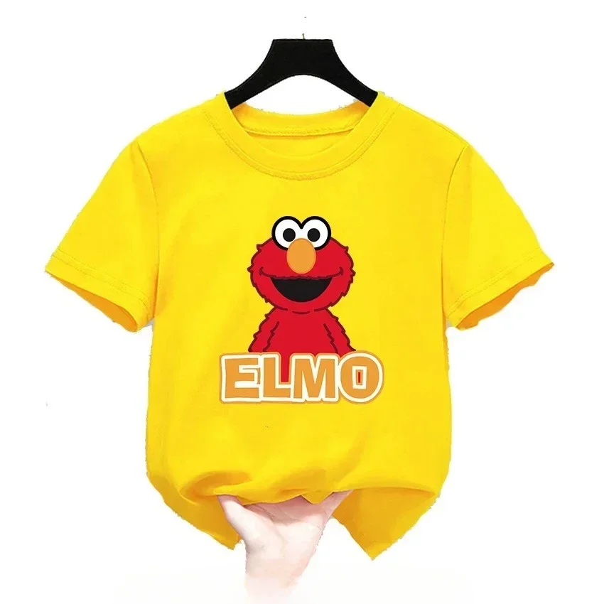 Summer Tops Cotton Cute Cartoon Kids T-Shirts Short Sleeve Tops Sesame Street Design Print Boys Girls Funny Children Tshirt 3