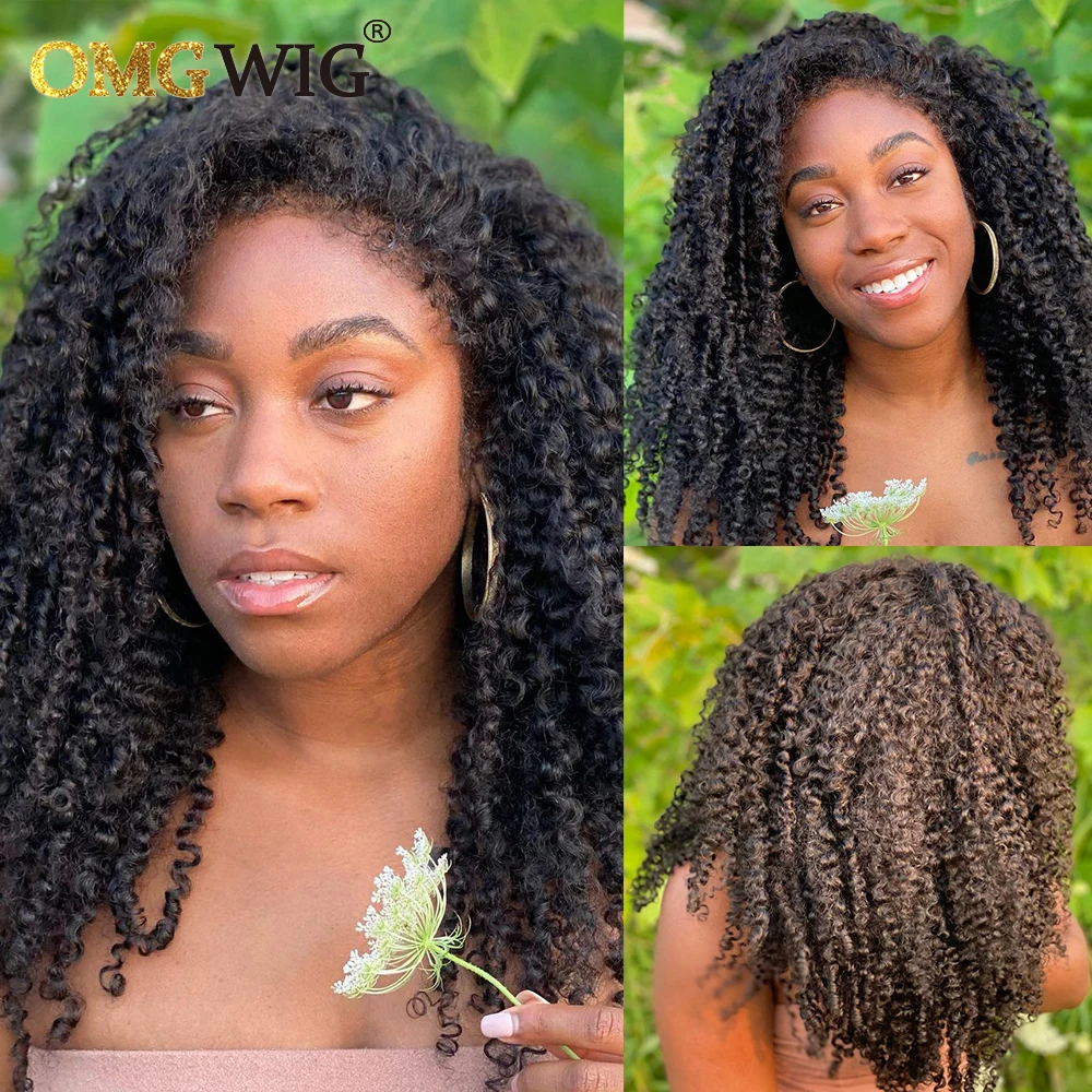 Curly Baby Hair Pre Plucked Curly Lace Front Human Hair Wigs 13x6 Lace Frontal For Black Women Kinky HairLine New Trend 180%