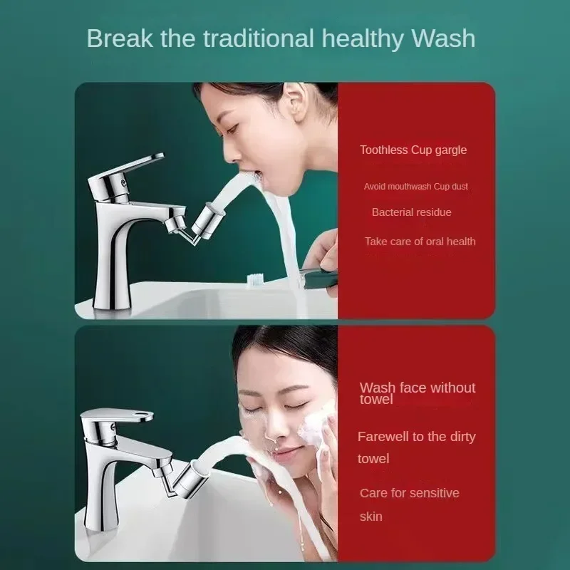 Stainless Steel 720°Rotation Faucet Extender Universal Splash-proof Saving Faucet Sprayer Head Bathroom Kitchen Extender Adapter 4