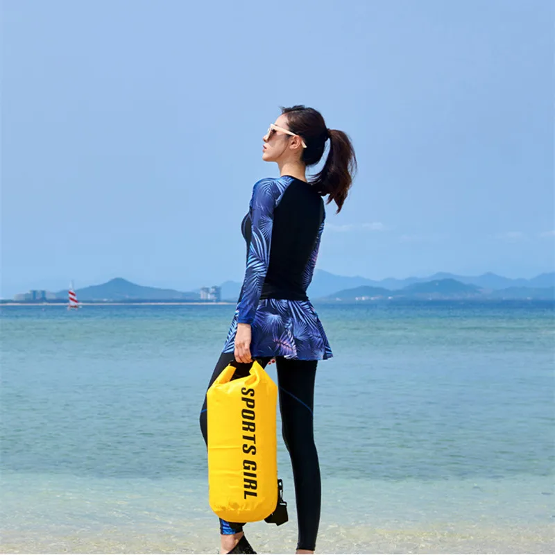 Women Long Sleeve Swimsuit Skirt 4-Piece Pants Rash Guards Sunscreen Sport Surfing Suit Snorkeling Diving Wetsuit