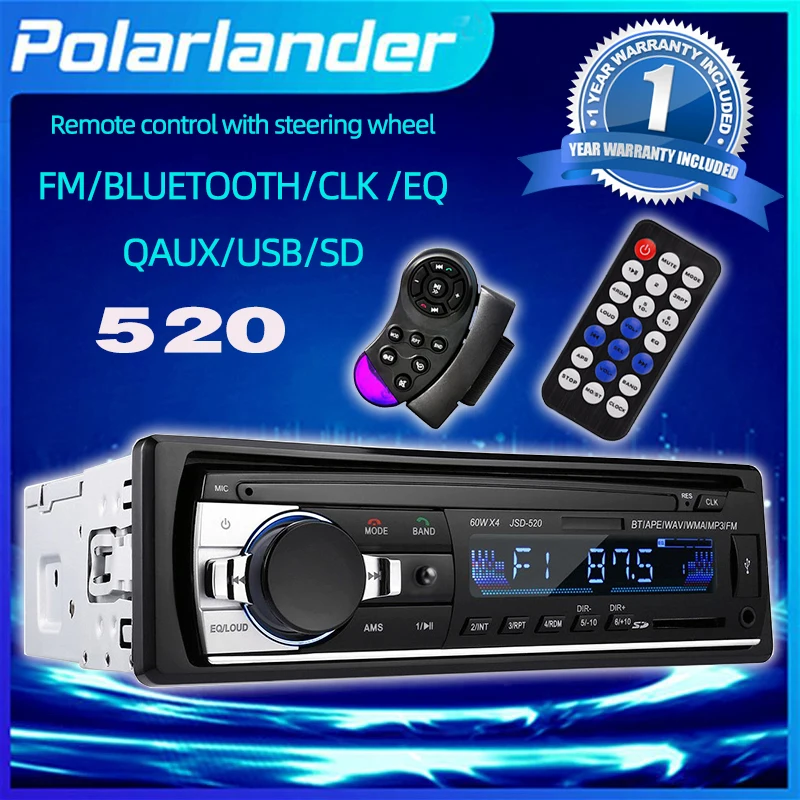 1 Din Car Radio Bluetooth Hands free MP3 Player Stereo Receiver 12V FM