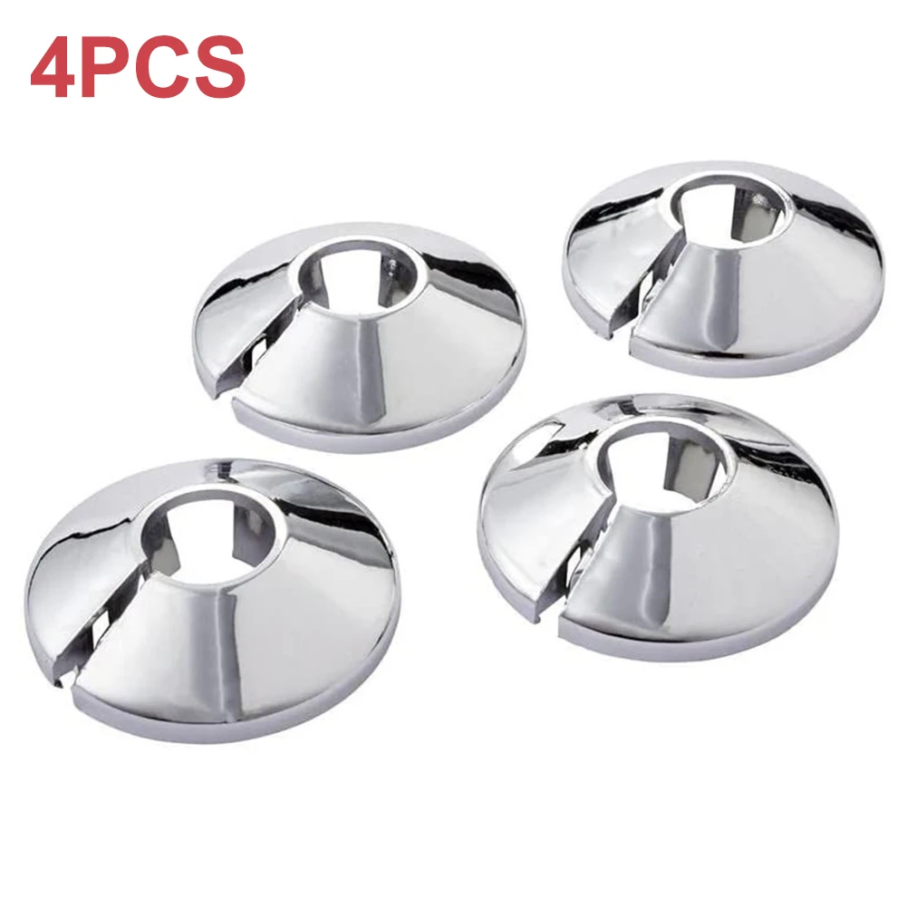 

4pc 15mm Chrome Colour Silver Electroplate Radiator Pipe Collars Cover Floor Kitchen Angle Valve Pipe Cover Faucet Accessories