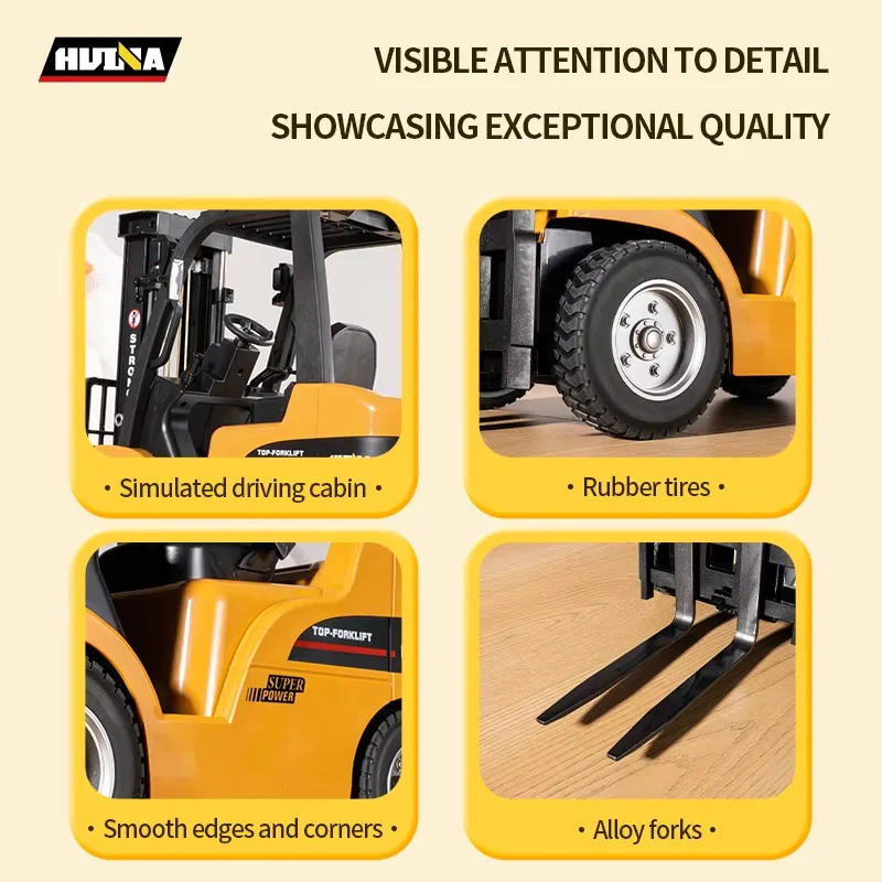 Huina 677 1:10 Remote Control Forklift  8-channel Excavator Semi-Alloy Version  Large Remote Control Engineering Car Toy 6