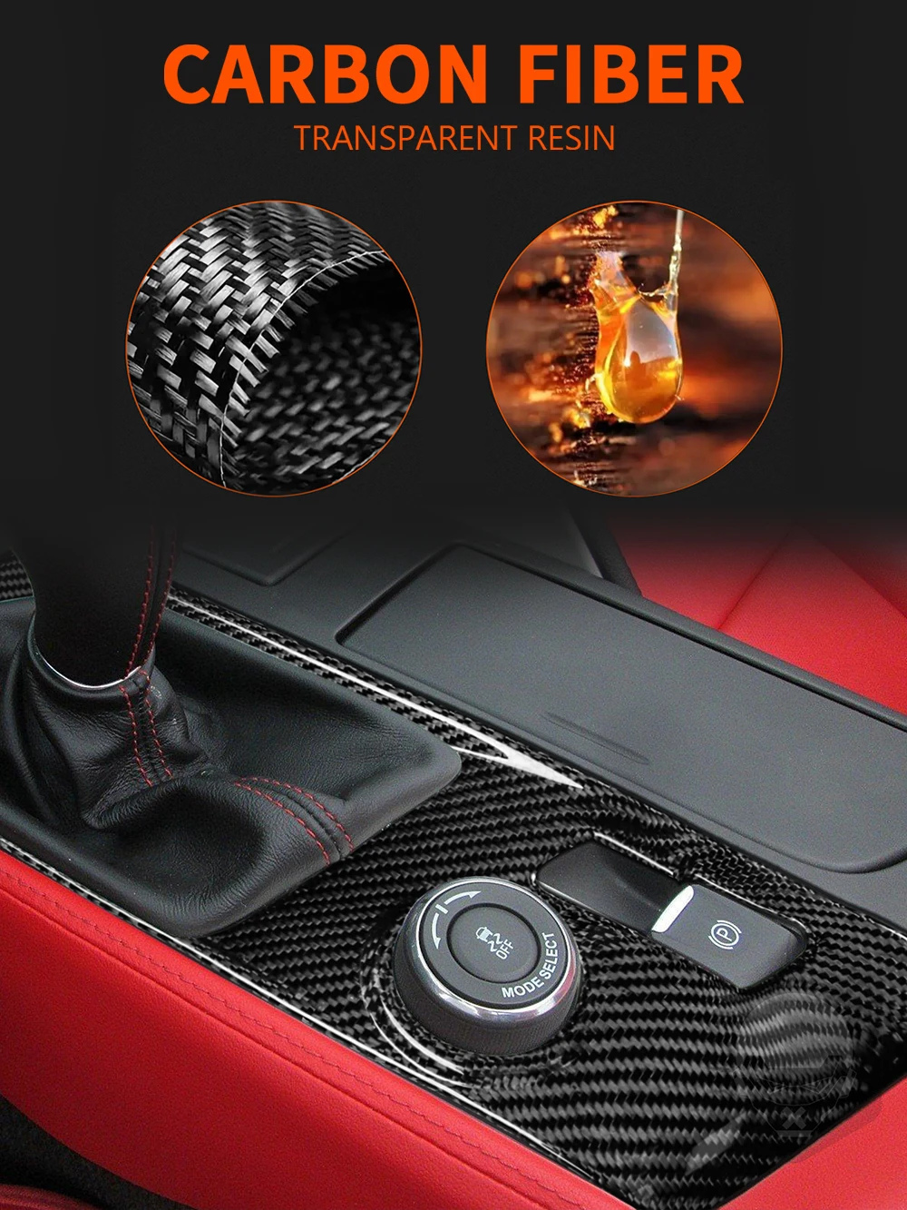 For Chevrolet Corvette 2014-2019 Gear Shift Knob Panel Cover Trim 1Pcs Wet Carbon Fiber Automotive Interior Accessories