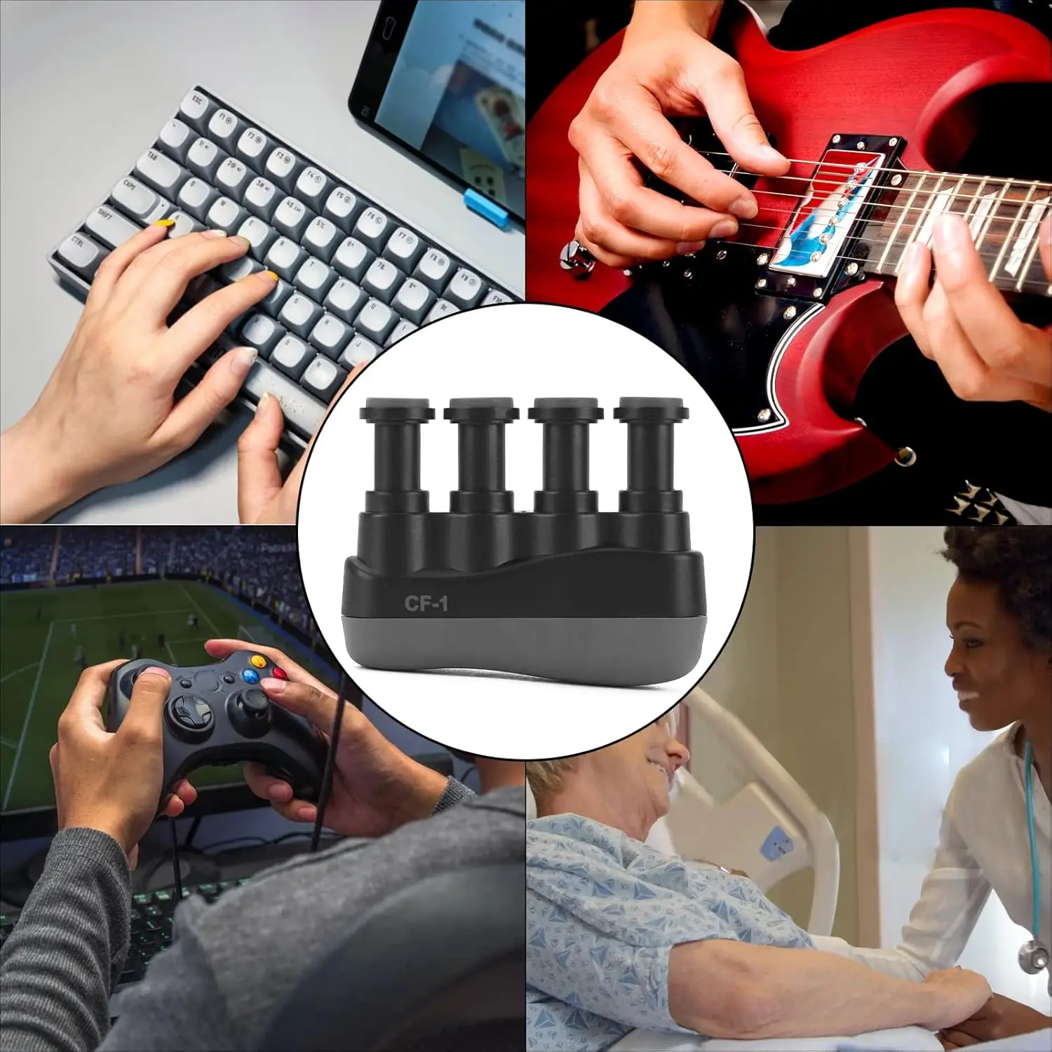 Finger Strength Trainer Finger Trainer Hand Grip Trainers Hand Grip Exerciser Hand Exerciser Finger Strengthener Guitar Players Finger Resistance Training Guitar Bass Speed Training