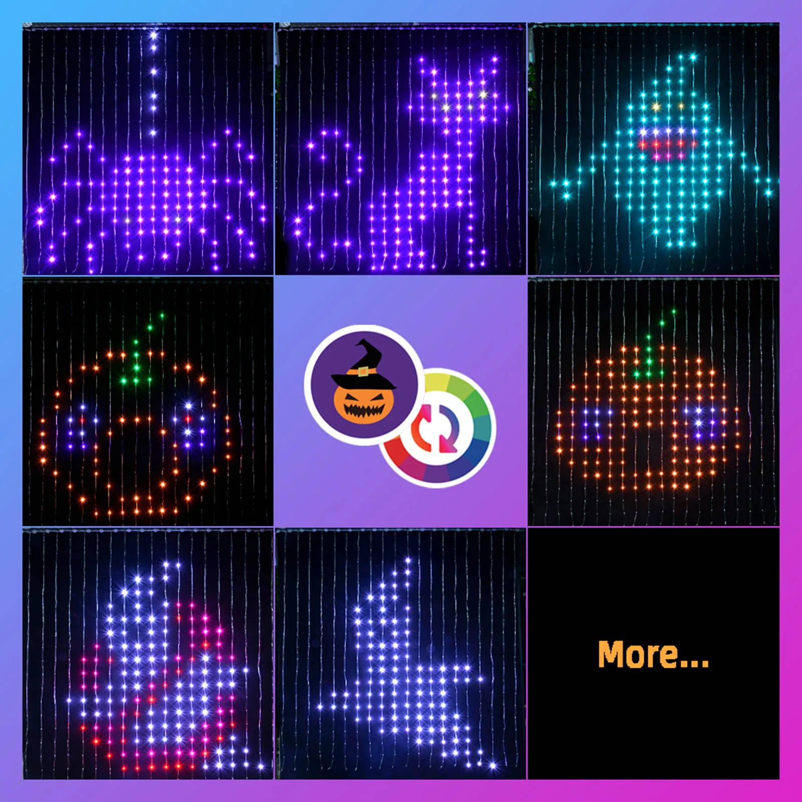 USB Remote Control String Lights Music Sync Dynamic Curtain Lights for Backdrop Wall Bedroom Decor Xuan-US