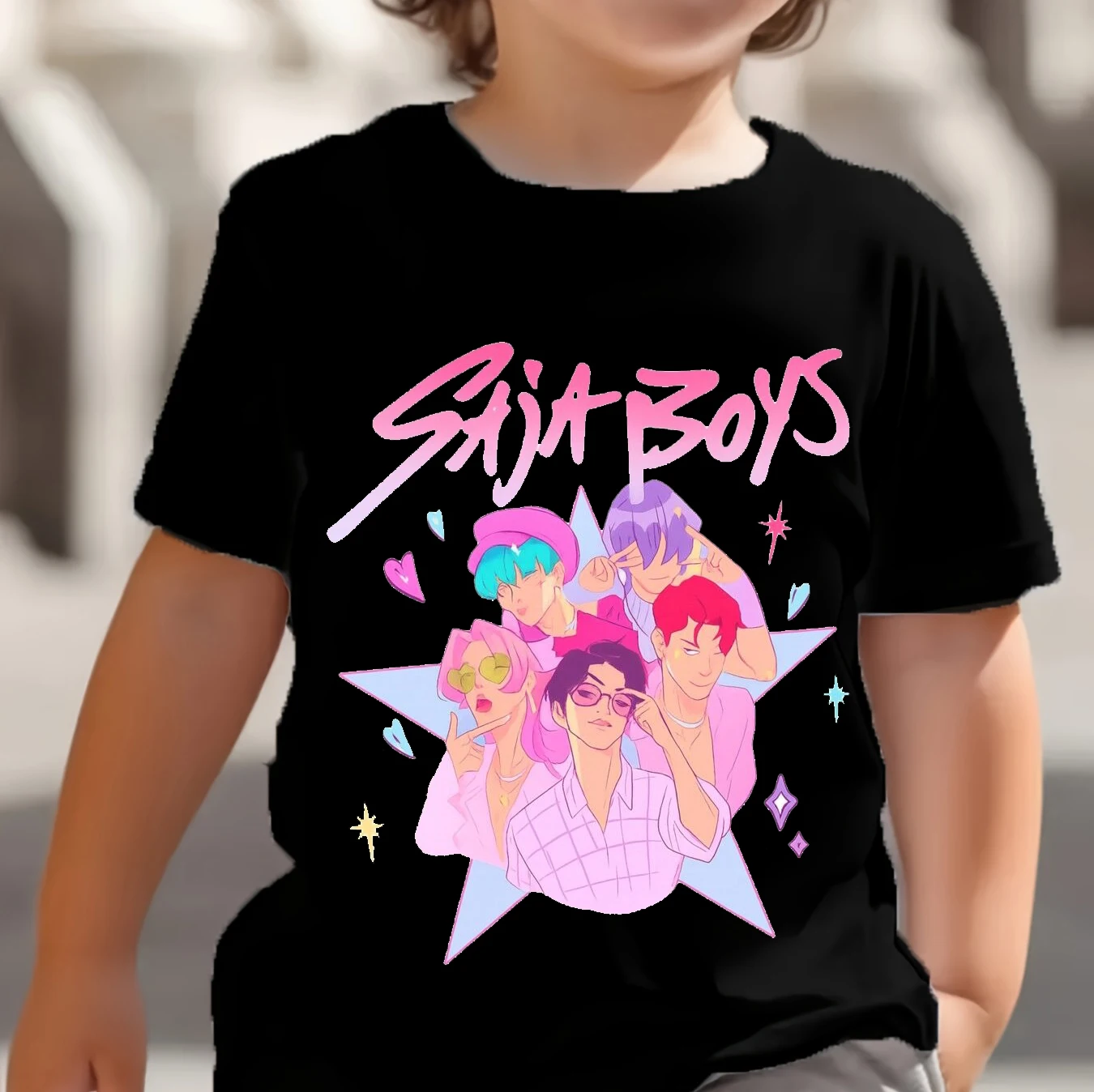 KPop Demon Hunters Saja Boys Kids T-shirts Baby Girl Boy Cartoon Short Sleeve Tops 2025 Anime Fans T-shirt Children's Clothing 6