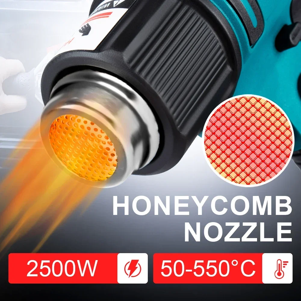 Yofidra 550℃ 2500W Heat Hot Air Gun 2 Gears Wind Speed 6 Gear Optional LED Display Cordless Heat Gun for makita 18V Battery 2