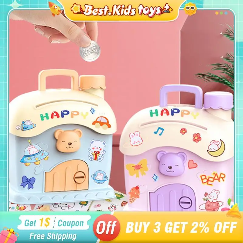 

Мультяшные наклейки «сделай сам», копилка с наклейкой, кавайная, большая емкость, милый маленький дом, копилка для ключей, коробка для хранения, праздничные подарки для детей