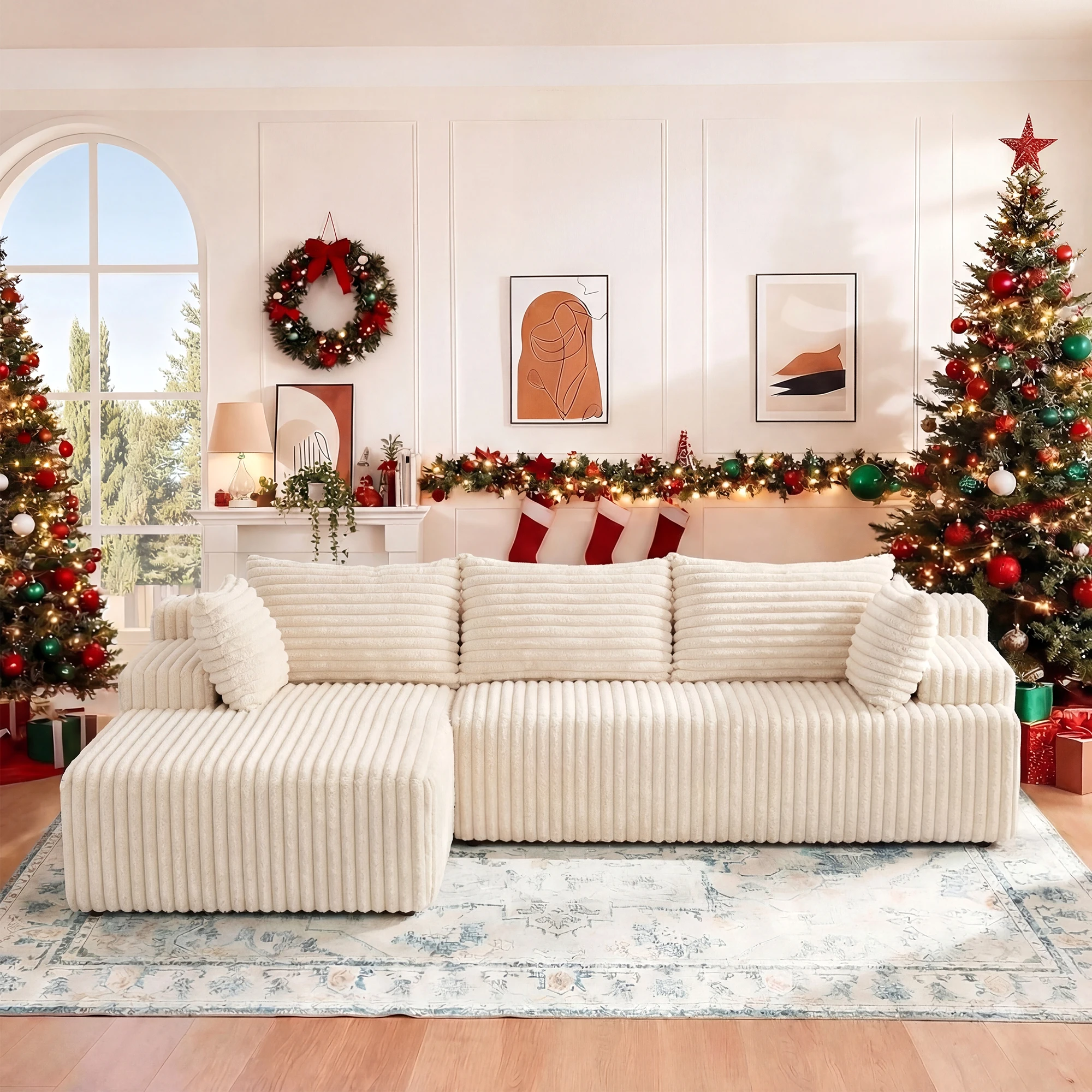 Corduroy L-Shape Sectional 1