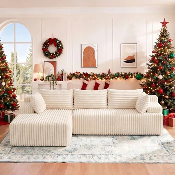 Corduroy L-Shape Sectional 1