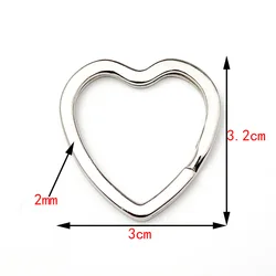 Set of 6 Heart and Star Shaped Metal Key Rings - 6pcs (Heart)