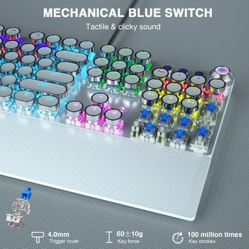 F2088 Mechanical Keyboard Round 104 keys Blue Mechanical Switch Gaming Keyboard RGB Backlit Ergonomic Design 4