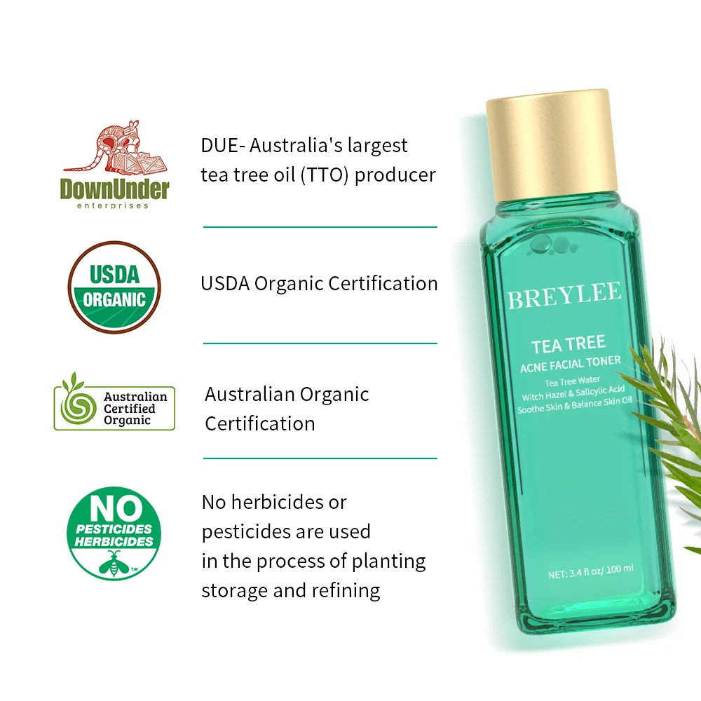 BREYLEE Facial Toner Tea Tree Essence Acne Removal Soothing Cleansing Oil Moisturizing