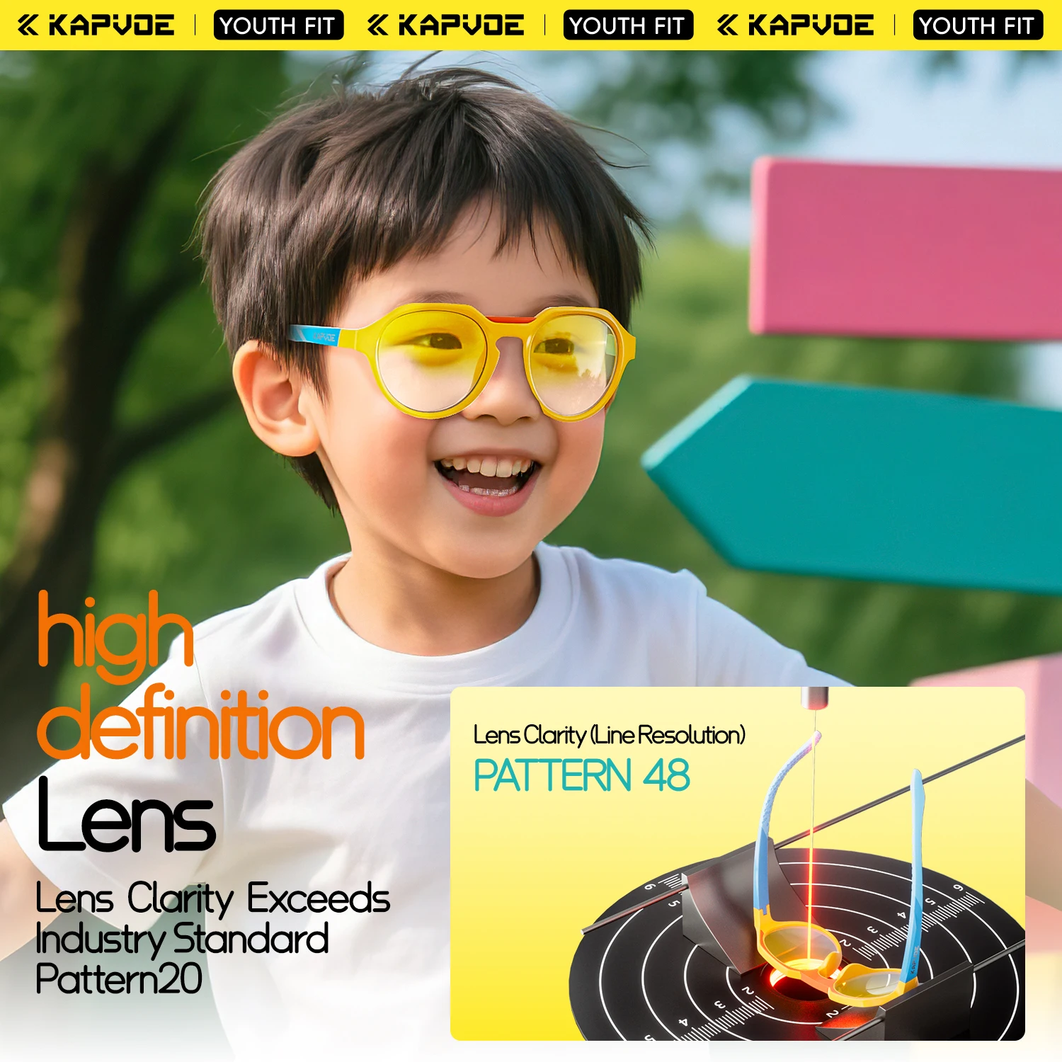 Kapvoe Kids Cycling Glasses Sports Aged 8-15 Baseball Running Children UV400 Sports Sunglasses Riding Bicycle Glasses Bike