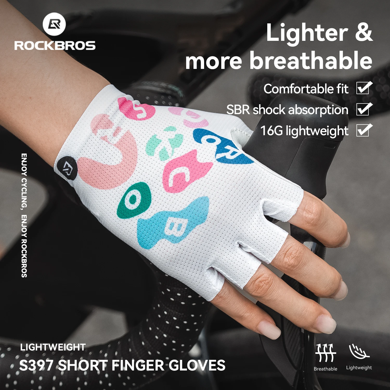 Rockbros S397 Cycling Gloves Summer Breathable Half Finger MTB Road Bike