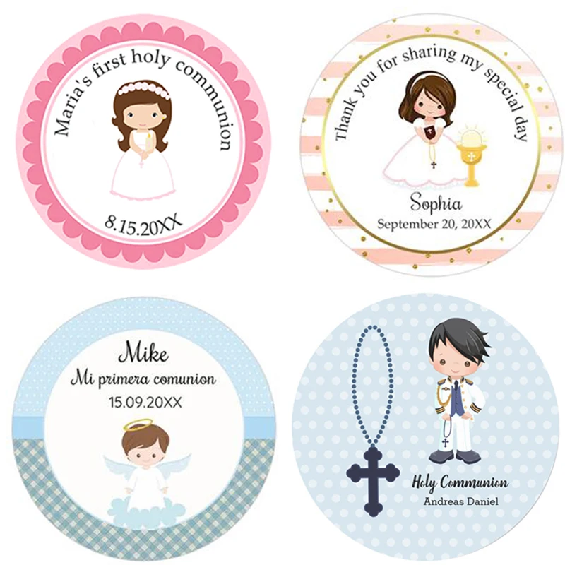 weiyou Pegatinas Comunion Personalizadas Nino,Pegatinas Personalizadas  Logo,Holy Communion Stickers,Holy Communion Decorations,Communion Stickers  Baby Shower (B,2.5cm-140pcs) : : Hogar y cocina