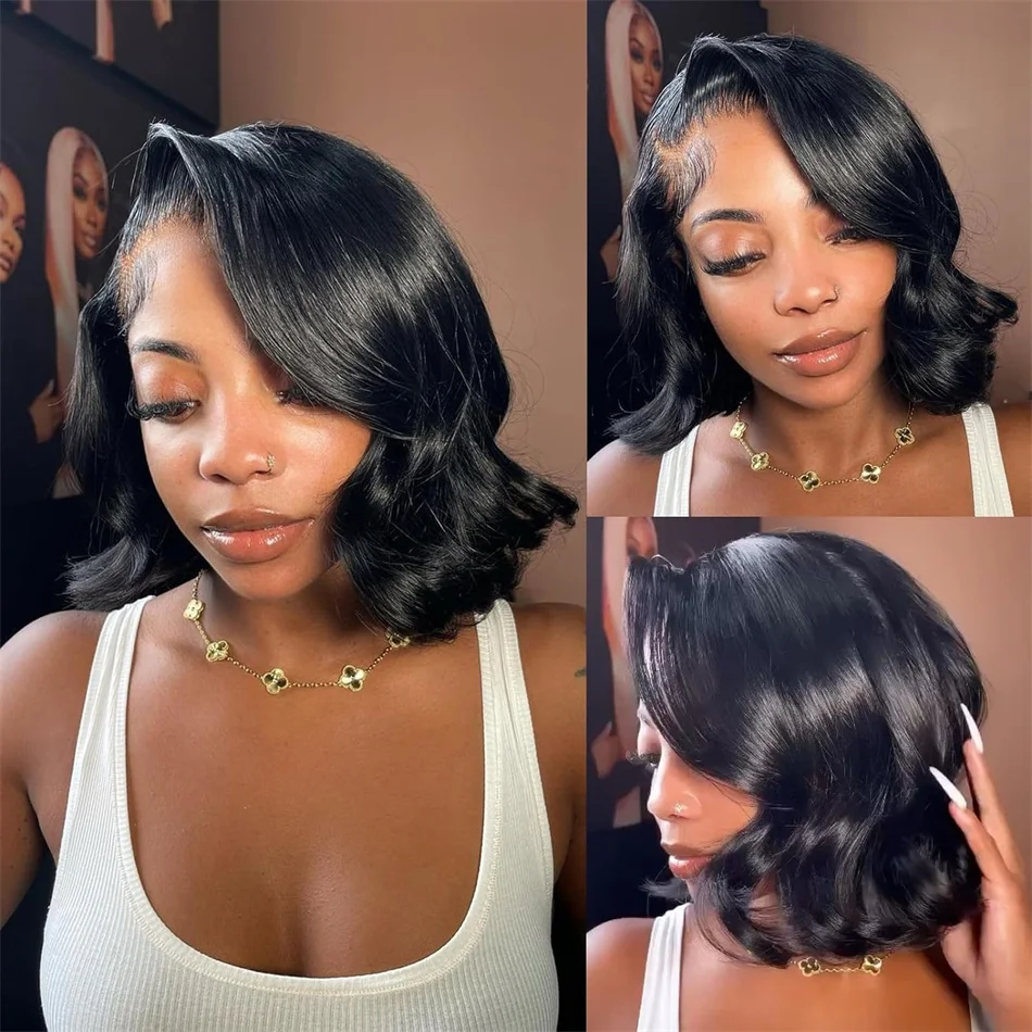 

Body Wave Short Bob Lace Front Human Hair Wigs For Women 13x4 HD Transparent Lace Frontal Wig Glueless Wig Pre Plucked 22 24inch