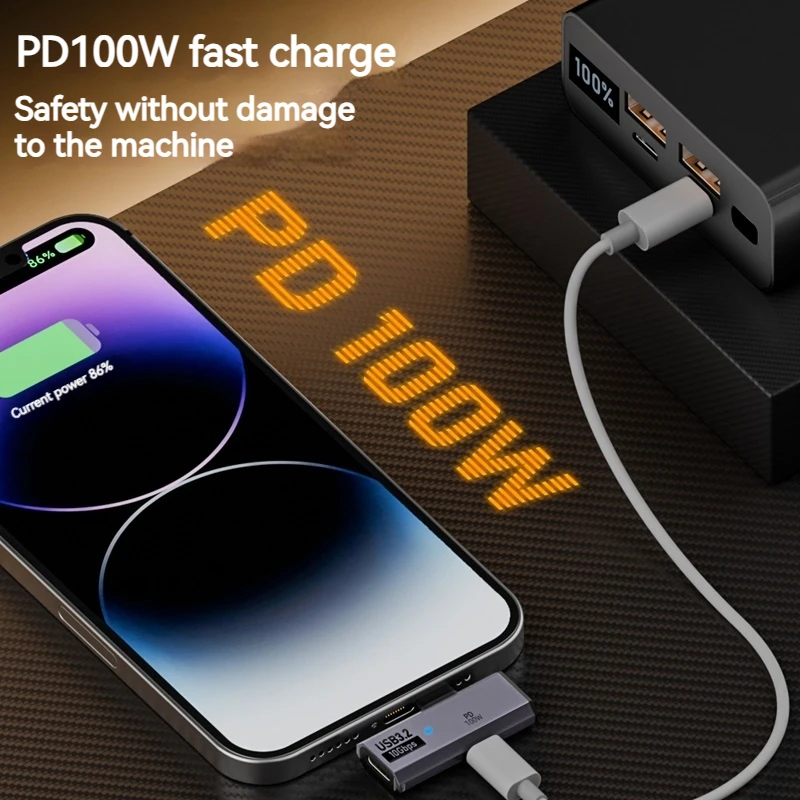 2IN1 USB Type C Adapter PD To USB C OTG Data Transfer 100W Fast Charging Converter for Phone Tablet Macbook Hard disk Earphone