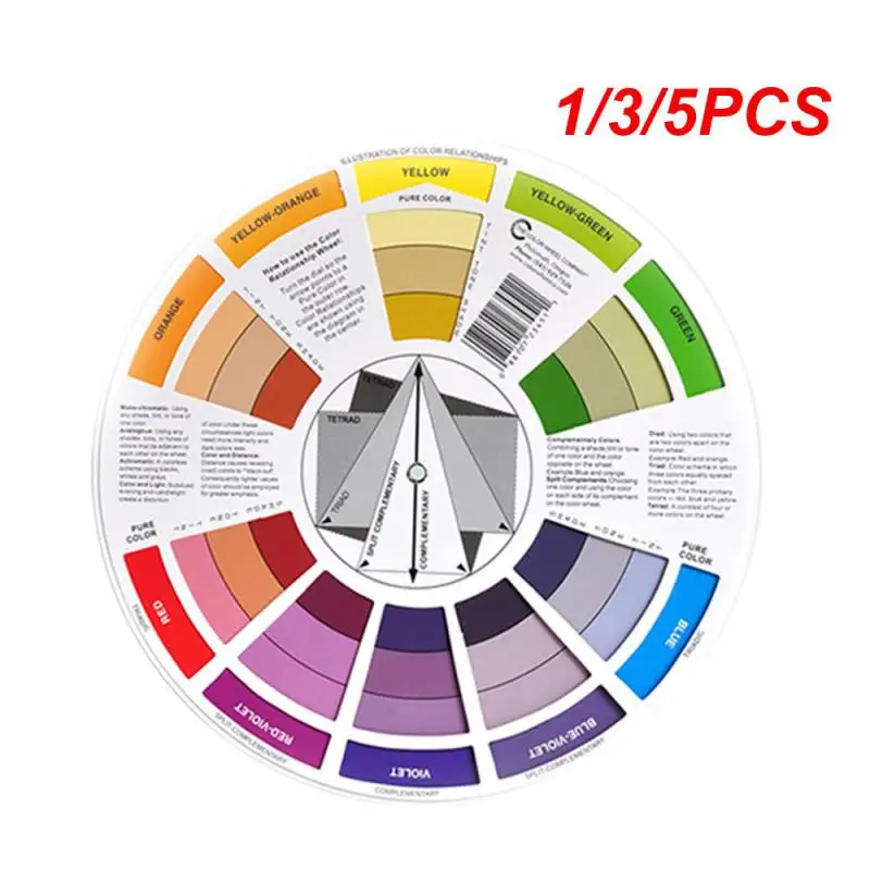1/3/5PCS Professional Paper Card Design Color Mixing Wheel Ink Chart Guidance Round Central Circle Rotates Tattoo Nail Pigment