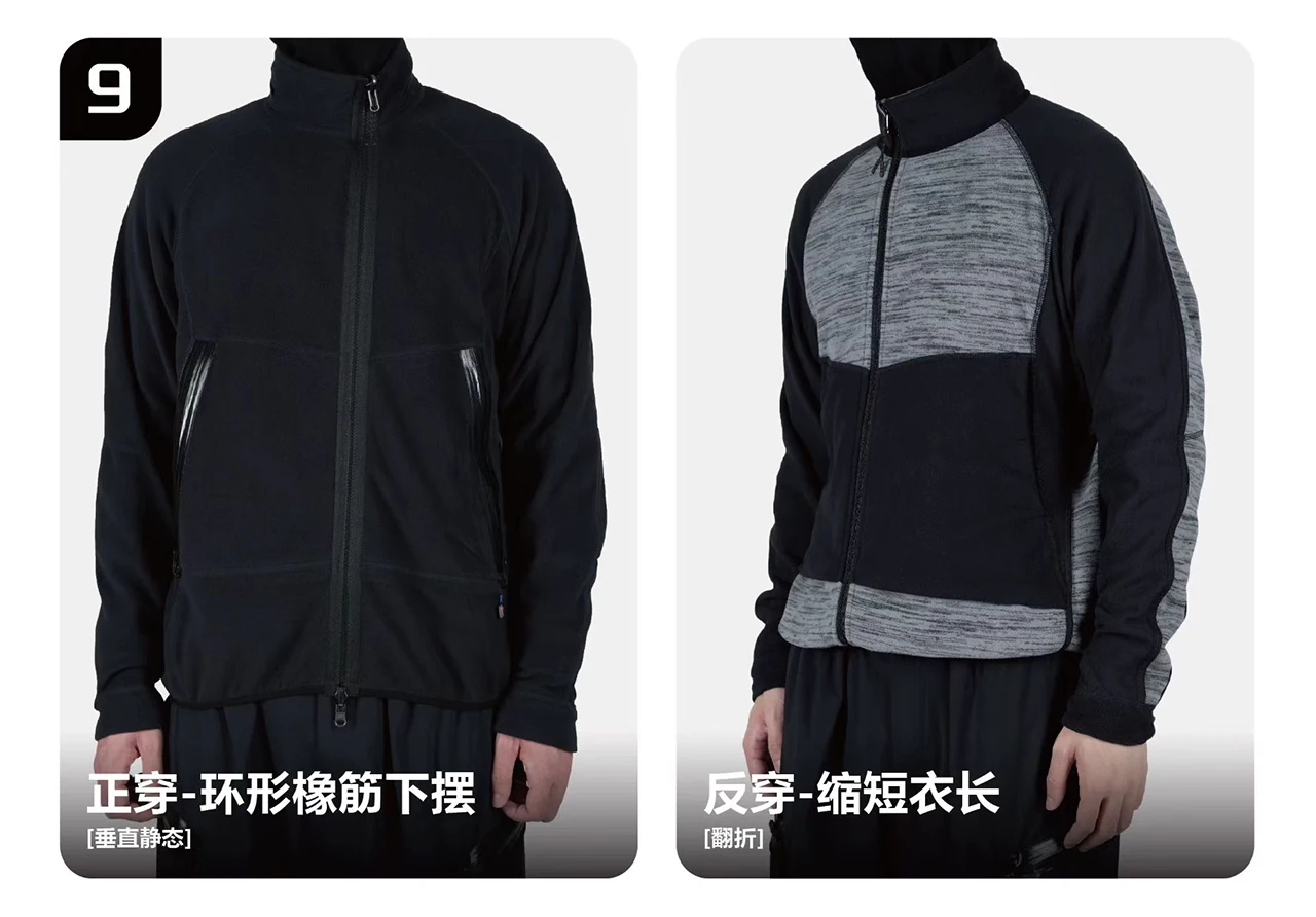 Reindee Lusion 25aw Two-side PolartecThermalPro fleece inner jacket stand collar x-shape cut back techwear gorpcore