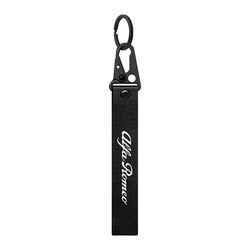 Stylish Car Keyring Wristband with Key Tags and Decorations (For Alfa Romeo - black)