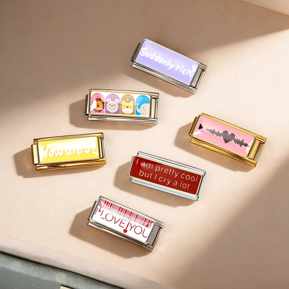 1 Stück DIY Modischer Niedlicher Kawaii Tier-Anhänger mit Englischen Wörtern, Italienischer Charm-Anhänger Passend für 9mm Edelstahl Damen-Schmuckherstellung, Originelles Design