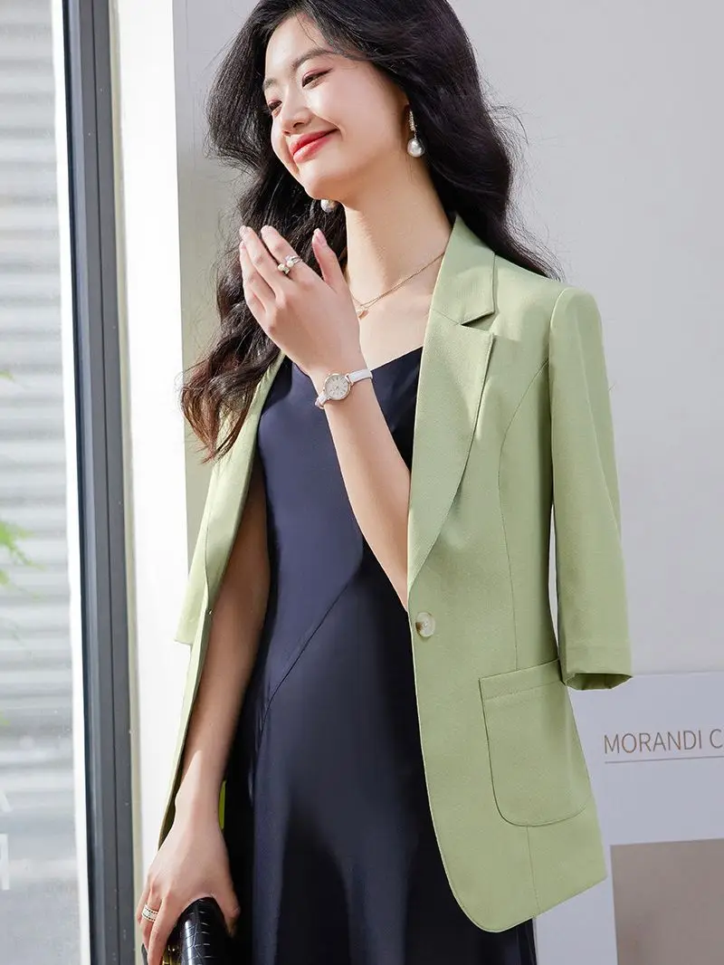 Women's One-piece Suit Black White Blazer Women's Long-sleeved office Blazer Women's One-button Slim-fit Sexy Suit Jacket Summer