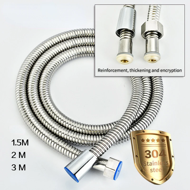 Shower Hose Stainless Steel Long Bathroom Shower Water Hose Extension Plumbing Pipe Showerhead Tube Bathroom Accessorie